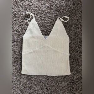 Zara Cream Ribbed Crop Camisole
